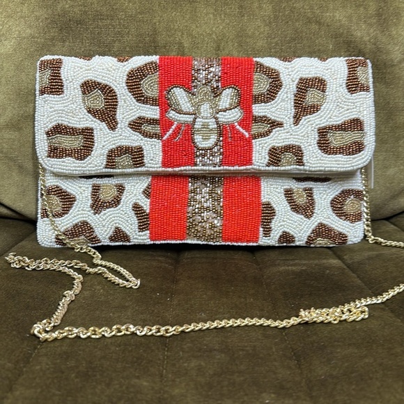 Bee Envelope Leopard Black-Pink Clutch Bag - Picture 3 of 8